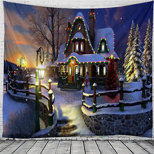 

Christmas Santa Claus Holiday Party Wall Tapestry Art Decor Blanket Curtain Picnic Tablecloth Hanging Home Bedroom Living Room Dorm Decoration House Polyester