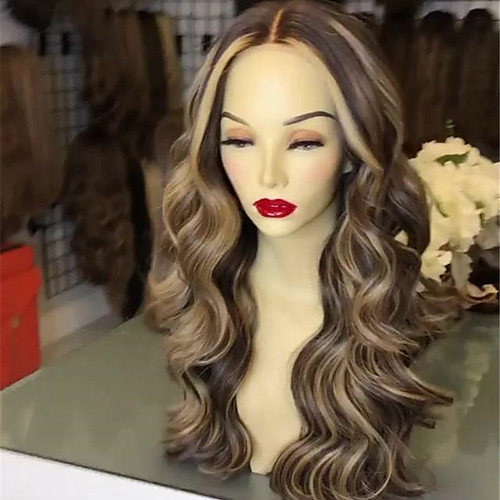 

Synthetic Wig Body Wave Middle Part Wig Medium Length Dark Brown Synthetic Hair Women's Fashionable Design Highlighted / Balayage Hair Exquisite Brown