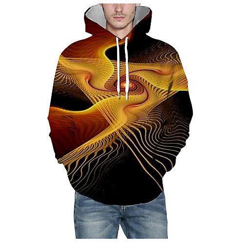 

Men's Daily Pullover Hoodie Sweatshirt Print 3D Graphic Hooded Basic Hoodies Sweatshirts Long Sleeve Yellow