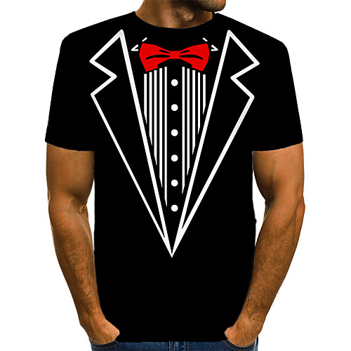 

Men's T shirt 3D Print Graphic Print Short Sleeve Daily Tops Basic Exaggerated Black