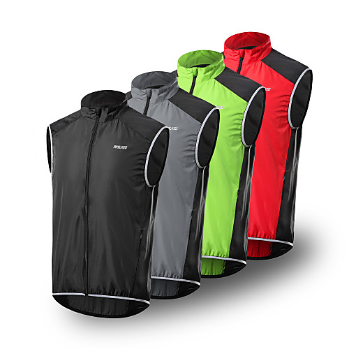 

Arsuxeo Men's Cycling Vest Spandex Bike Top Windproof Sports Black / Red / Black / Grey Clothing Apparel Standard Fit Bike Wear