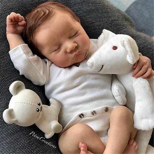 

20 inch Reborn Doll Baby & Toddler Toy Reborn Baby Doll Levi Newborn lifelike Hand Made Simulation Floppy Head Cloth Silicone Vinyl with Clothes and Accessories for Girls' Birthday and Festival Gifts