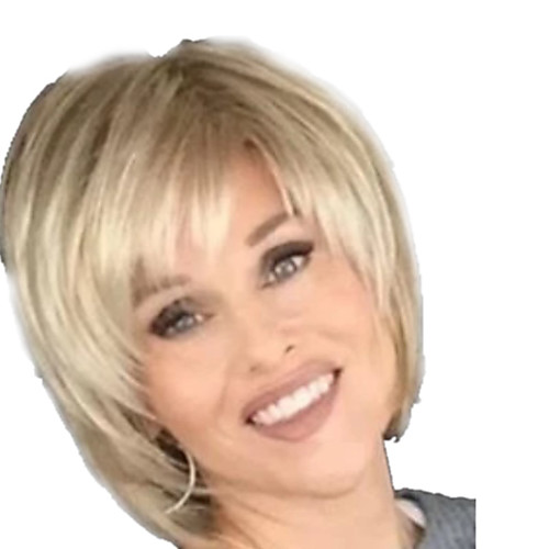 

Synthetic Wig kinky Straight Asymmetrical Wig Short Blonde Synthetic Hair 6 inch Women's Classic Exquisite Comfy Blonde