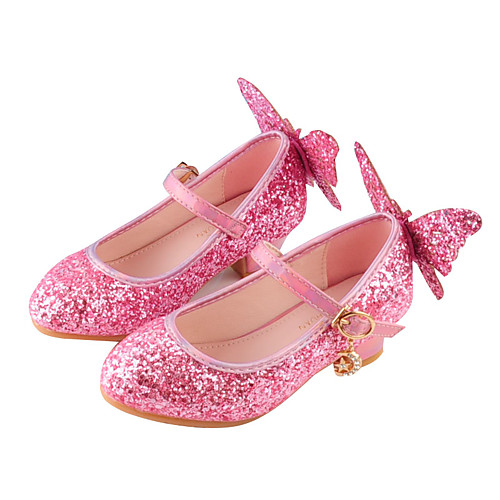 

Girls' Heels Moccasin Flower Girl Shoes Children's Day Rubber PU Little Kids(4-7ys) Big Kids(7years ) Daily Party & Evening Walking Shoes Rhinestone Buckle Sequin Blue Pink Gold Fall Spring