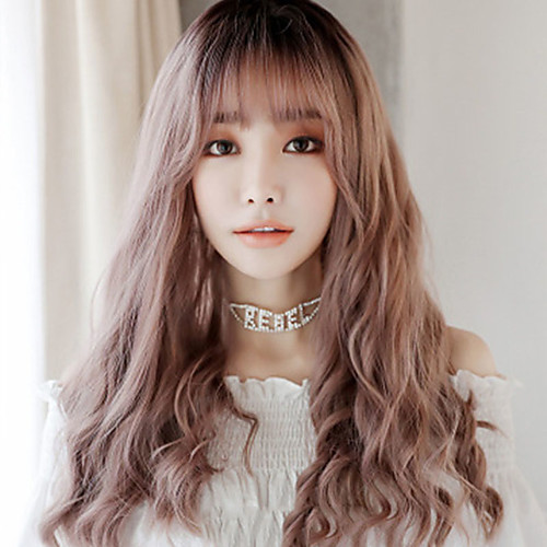 

Synthetic Wig Curly With Bangs Wig Long Brown Pink Brown / Black Black Synthetic Hair 20 inch Women's Classic Exquisite Fluffy Pink Brown