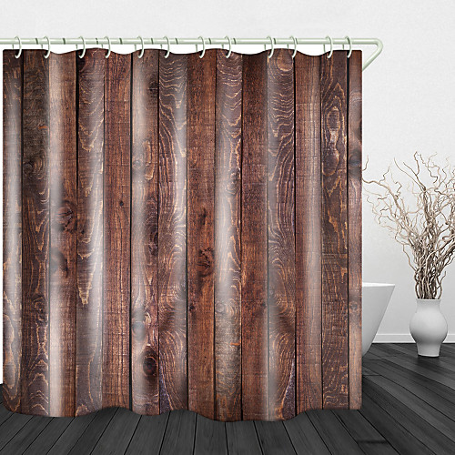 

Pine Wood Board Print Waterproof Fabric Shower Curtain for Bathroom Home Decor Covered Bathtub Curtains Liner Includes with Hooks