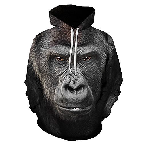 

Men's Plus Size Pullover Hoodie Sweatshirt Graphic Animal Hooded Going out Club 3D Print Basic Casual Hoodies Sweatshirts Long Sleeve Dark Gray