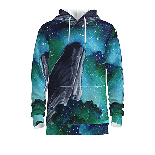 

Men's Daily Pullover Hoodie Sweatshirt Graphic Animal Hooded Basic Hoodies Sweatshirts Long Sleeve Blue