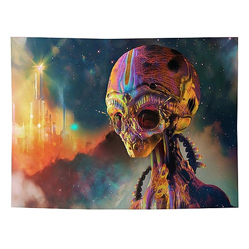 

Wall Tapestry Art Decor Blanket Curtain Picnic Tablecloth Hanging Home Bedroom Living Room Dorm Decoration Polyester Colorful Building Skeleton Beauty Views