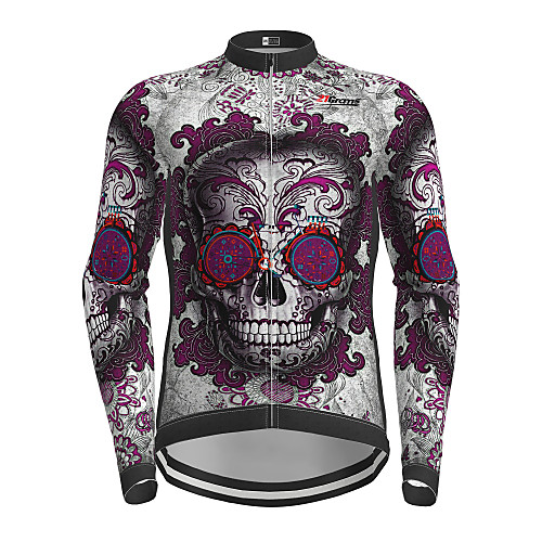 

21Grams Men's Long Sleeve Cycling Jersey Winter Purple Skull Bike Jersey Top Mountain Bike MTB Road Bike Cycling Quick Dry Sports Clothing Apparel / Micro-elastic / Athleisure