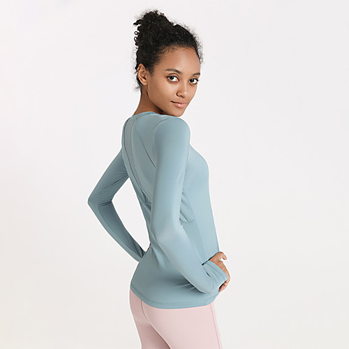 

Women's Yoga Top Patchwork Fashion Black Light Purple Khaki Gray Light Pink Nylon Mesh Spandex Yoga Fitness Gym Workout Top Long Sleeve Sport Activewear Breathable Quick Dry Comfortable Stretchy
