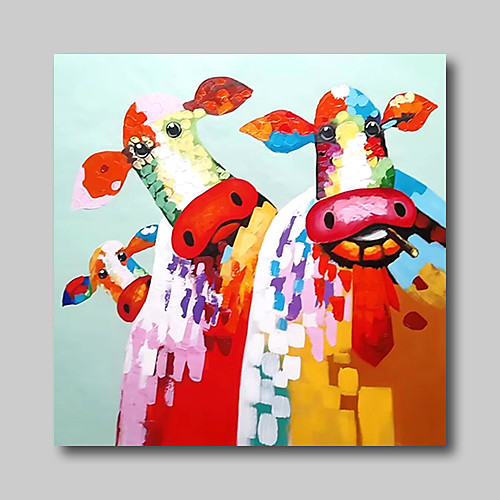 

Oil Painting Hand Painted Square Abstract People Comtemporary Modern Stretched Canvas