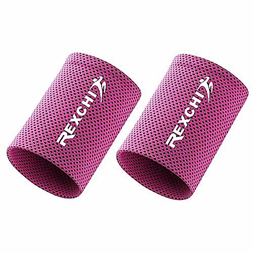 

cooling wristbands, fitness sports sweat absorbent polyester wristband breathable ice sweatband for adults men women yoga tennis basketball cycling running gym (2 pcs) (rose red, s)