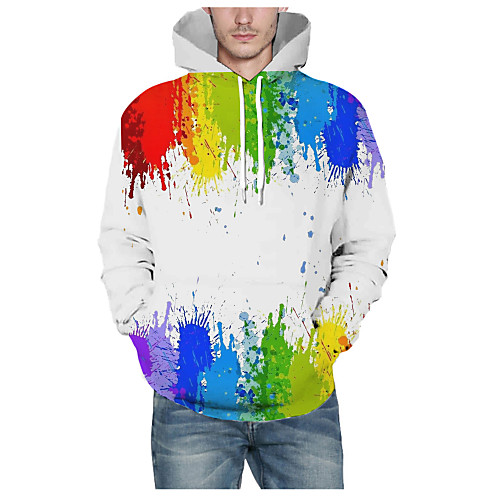 

Men's Daily Pullover Hoodie Sweatshirt 3D Graphic Hooded Basic Hoodies Sweatshirts Long Sleeve White