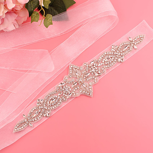 

Satin / Tulle Wedding / Party / Evening Sash With Belt / Appliques / Crystals / Rhinestones Women's Sashes