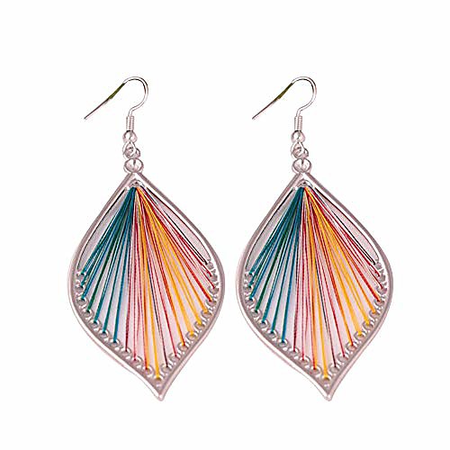 

pretty earrings for valentines' day - bohemian women multicolor silk geometric water drop hook earrings jewelry gift, best gift for family friends (11#)