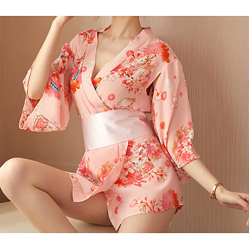 

Women's Bow Kimono Nightwear Floral Blushing Pink One-Size