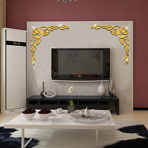 

3D Diagonal Flower Acrylic Mirror Corner Sticker Home TV Door & Window Background Wall Decorative Sticker 5051cm