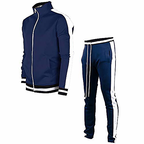 

men's tracksuit activewear joggers sports set full zip sweat suit for youth teens,blue,xl