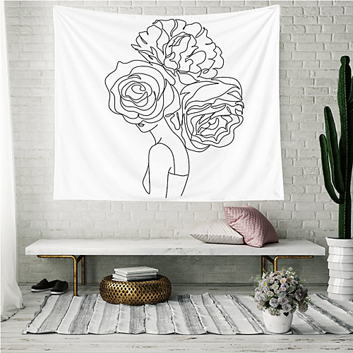 

Sketch Wall Tapestry Art Decor Blanket Curtain Hanging Home Bedroom Living Room Decoration Abstract Flower Girl Woman