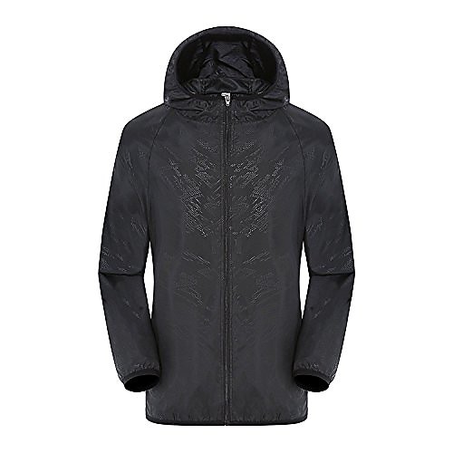 

women's lightweight windbreaker skin jacket rain coat travel hoodie outwear black