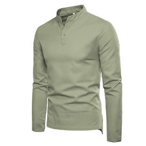 

Men's Shirt non-printing Solid Color Long Sleeve Daily Tops Casual / Daily Creamy-white ArmyGreen White
