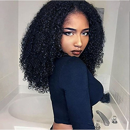

Synthetic Wig Afro Jerry Curl Asymmetrical Wig Medium Length Brown Natural Black Synthetic Hair 20 inch Women's Classic Exquisite Fluffy Black Brown