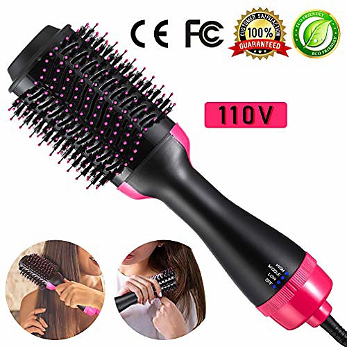 

hair dryer brush hot air brush 4-in-1 hair curling iron hair straightener dryer ionic hair brush blow dryer (rosered)