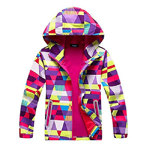 

girls composite mesh lined packable windproof hoodies jacket purple 7/8