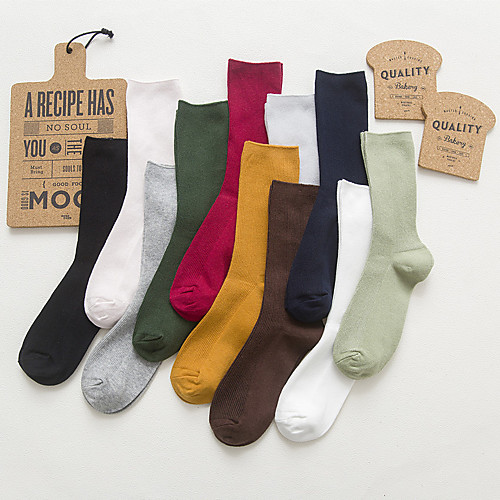 

Kids Athletic Sports Socks 10 Pairs Long Women's Crew Socks Tube Socks Breathable Sweat wicking Comfortable Gym Workout Basketball Running Skateboarding Sports Solid Colored Cotton Rainbow