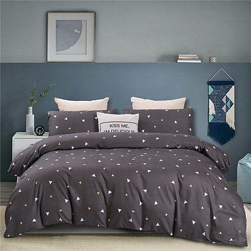 

Triangle Print 3 Pieces Bedding Set Duvet Cover Set Modern Comforter Cover-3 Pieces-Ultra Soft Hypoallergenic Microfiber Include 1 Duvet Cover and 1 or2 Pillowcases