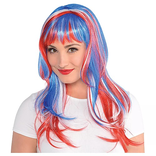 

Cosplay Wig Glamorous Long Red, Curly With Bangs Wig Long Rainbow Synthetic Hair Women's Anime Cosplay Exquisite Mixed Color