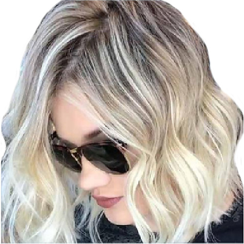 

Synthetic Wig Curly Middle Part Wig Short Blonde Synthetic Hair Women's Ombre Hair Middle Part Romantic Blonde