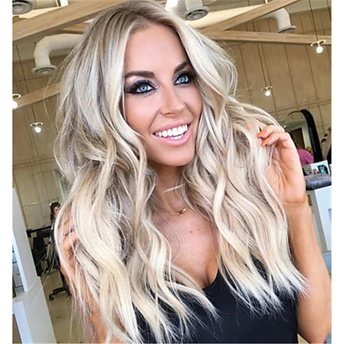 

Synthetic Wig Body Wave Middle Part Wig Long Medium Length Grey Synthetic Hair 65 inch Women's Party Highlighted / Balayage Hair Middle Part Dark Gray