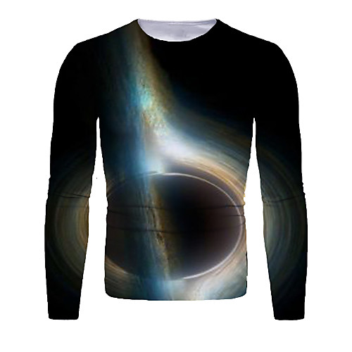 

Men's Abstract Graphic T-shirt Long Sleeve Daily Tops Basic Round Neck Black
