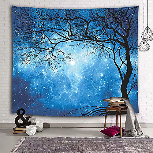 

galaxy tapestry wall hanging stars blue sky wall tapestry tree night sky wall art for bedroom home dorm decor w59 x l51