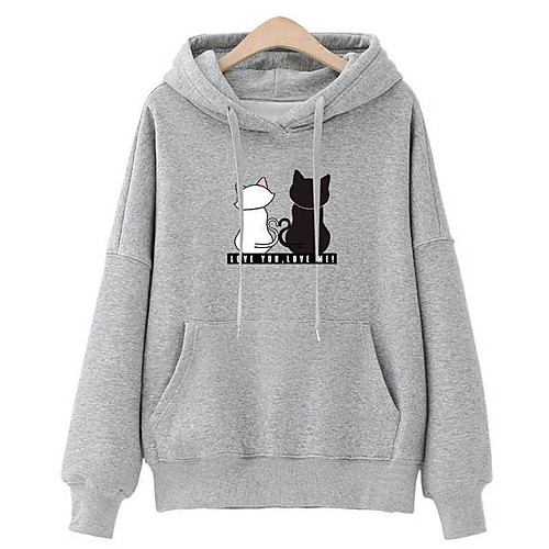 

Women's Pullover Hoodie Sweatshirt Animal Oversized Daily Other Prints Basic Hoodies Sweatshirts Loose White Black Blushing Pink