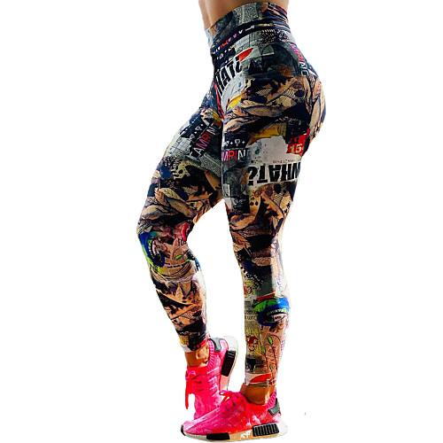 

Women's High Waist Yoga Pants Leggings Tummy Control Butt Lift Quick Dry Rainbow Spandex Fitness Gym Workout Running Sports Activewear High Elasticity Skinny