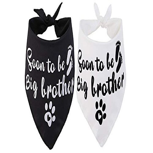 

sooner to be big brother dog bandana,2 pack pet baby announcement soft scarf gender reveal accessories large