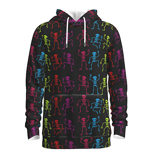 

Men's Pullover Hoodie Sweatshirt Graphic Skull Hooded Halloween Weekend 3D Print Casual Halloween Hoodies Sweatshirts Long Sleeve Black