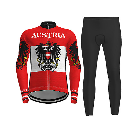 

21Grams Men's Long Sleeve Cycling Jersey with Tights Winter Red Bike Breathable Quick Dry Moisture Wicking Sports Letter & Number Mountain Bike MTB Road Bike Cycling Clothing Apparel / Micro-elastic