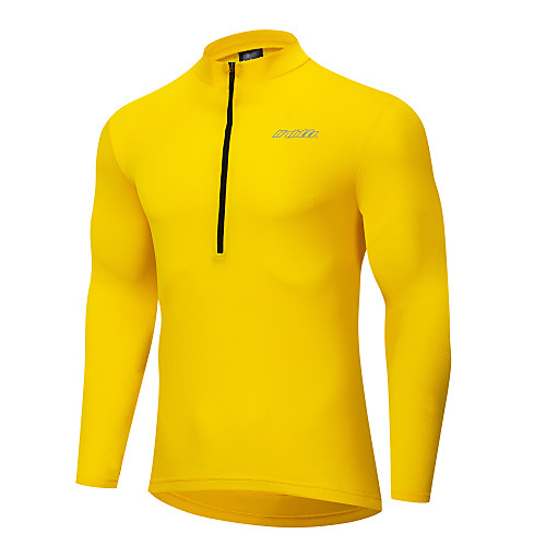 

Men's Long Sleeve Cycling Jersey Polyester White Black Yellow Solid Color Bike Jersey Top Mountain Bike MTB Road Bike Cycling Breathable Quick Dry Anatomic Design Sports Clothing Apparel / Athleisure