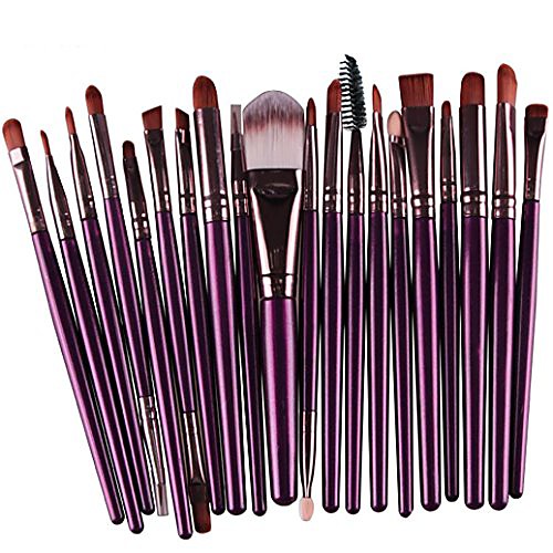 

creazy 20 pcs makeup brush set tools make-up toiletry kit wool make up brush set & #40;purple& #41;