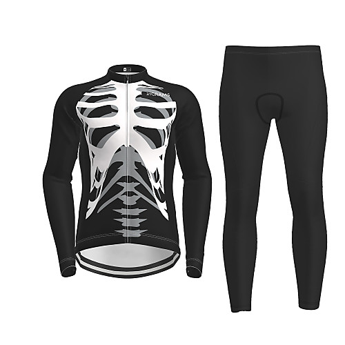 

Men's Long Sleeve Cycling Jersey with Tights Winter Black Novelty Skull Bike Breathable Quick Dry Moisture Wicking Sports Novelty Mountain Bike MTB Road Bike Cycling Clothing Apparel / Micro-elastic