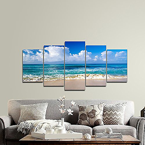 

seaside modern stretched and framed seascape 5 panels giclee canvas prints artwork landscape pictures paintings on canvas wall art for home decor