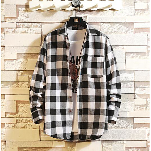 

Men's Shirt Long Sleeve Daily Tops Streetwear White Blue Red