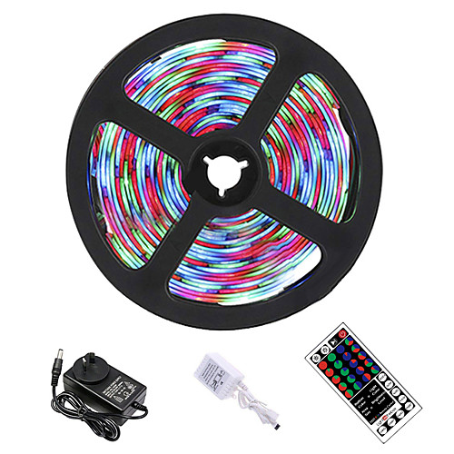 

5M LED Strip Lights RGB Tiktok Lights Waterproof 300 x 2835 8mm Flexible and IR 44Key Remote Control with EU US 12V 2A Power AC100-240V