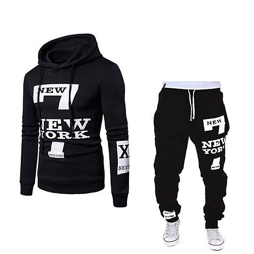 

Men's 2 Piece Tracksuit Sweatsuit Street Athleisure 2pcs Long Sleeve Cotton Thermal Warm Moisture Wicking Soft Fitness Gym Workout Running Jogging Training Sportswear Hoodie White Black Grey