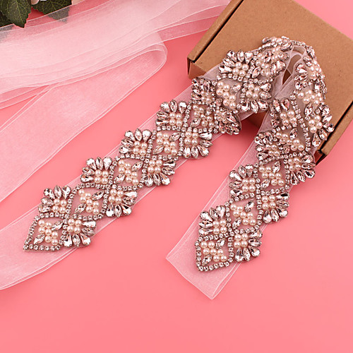 

Satin / Tulle Wedding / Party / Evening Sash With Belt / Appliques / Crystals / Rhinestones Women's Sashes