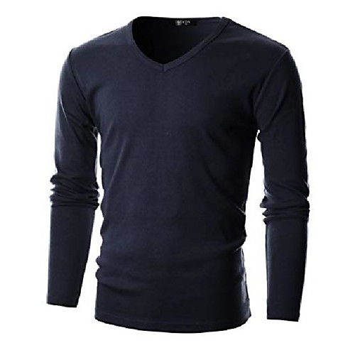 

mens slim fit flice long sleeve lightweight thermal v-neck t-shirt/dcp053-navy-3xl